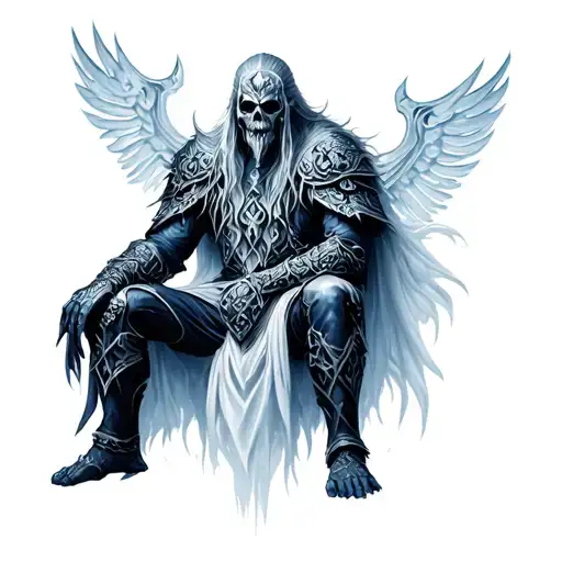 lich king sitting tattoo design idea
