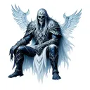 lich king sitting tattoo design idea