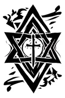 Star of David with a Christian cross in the center tattoo design idea