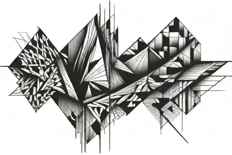 Abstract lines on edges tattoo design idea