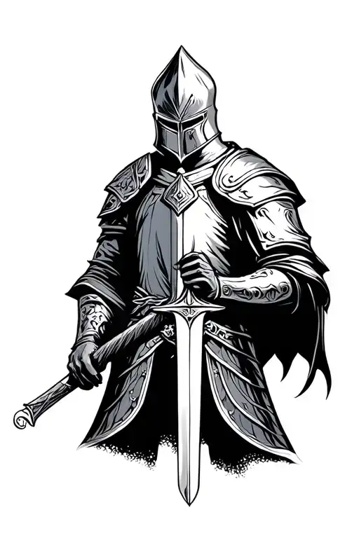 knight holding a sword tattoo design idea