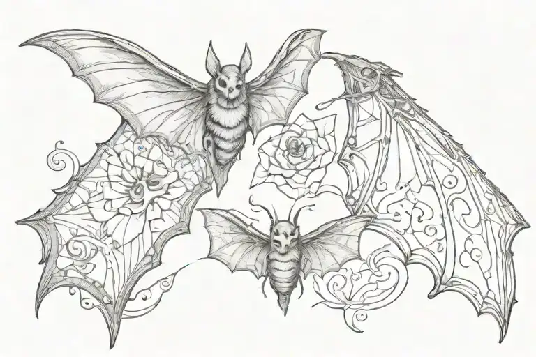 bat and  evil moth side head tattoo design tattoo design idea