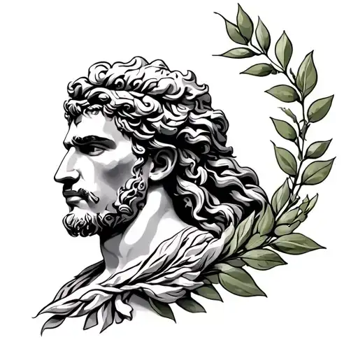 Greek god Apollo and Poseidon, A Spartan, olive branches sleeve  tattoo design idea