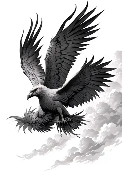 phoenix bird flying in the sky tattoo design idea