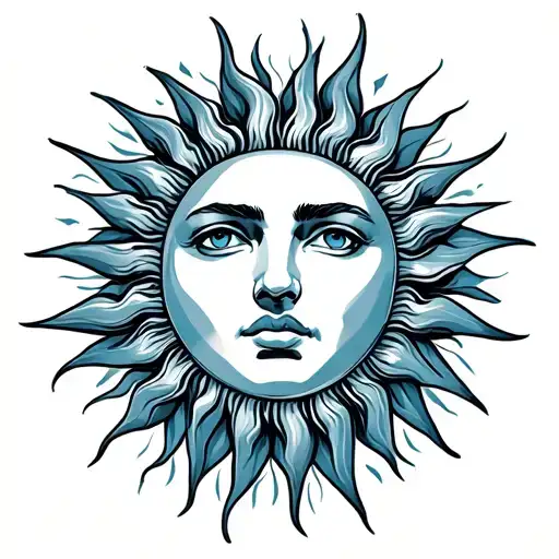 a masculine sun coverup tattoo that references blues music and has short rays tattoo design idea