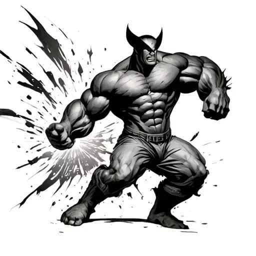 hulk smashing wolverine tattoo design idea