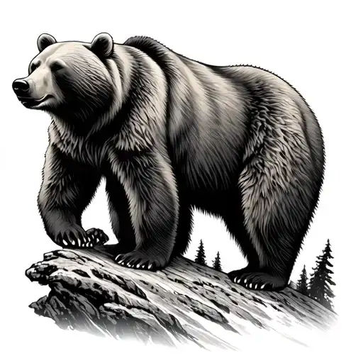 mountain and bear tattoo design idea