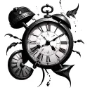time, clock, time passing, fading away tattoo design idea