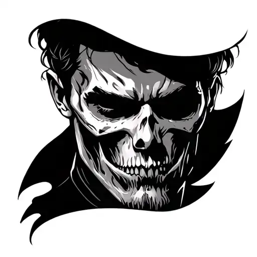 man face with ghost rider tattoo design idea