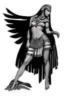 Cleopatra egyptian goddess full body with bangs tattoo design idea
