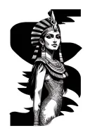 Cleopatra egyptian goddess full body with bangs tattoo design idea