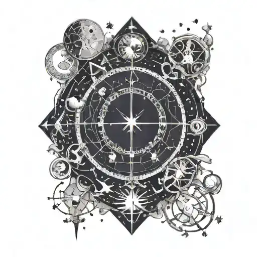 zodiac constellations and alchemical symbols tattoo design idea
