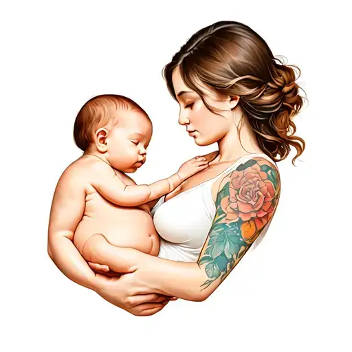 mother breastfeeding her baby tattoo design idea