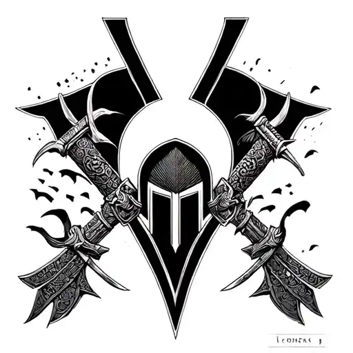 spartan warrior design in the shape of a V with Japanese influence tattoo design idea