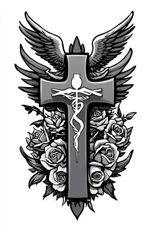 Rn cross mom tribute tattoo design idea