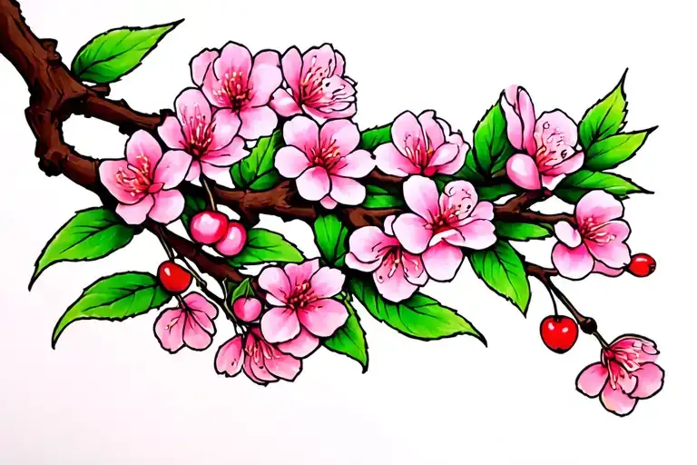 cherry blossom branch wrapped tattoo design idea