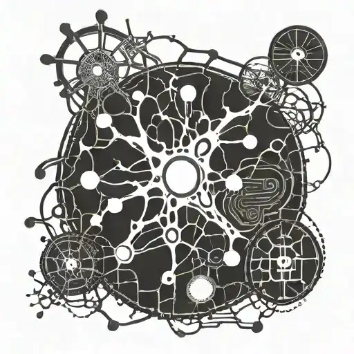 Brain Neuron connecting with a technology circuit black tattoo white paper tattoo design idea