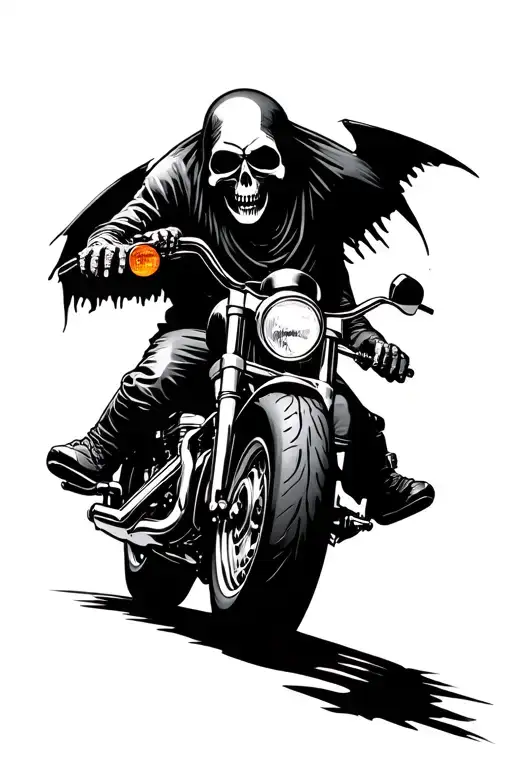 grim reaper on a Harley davidson motorcycle tattoo design idea