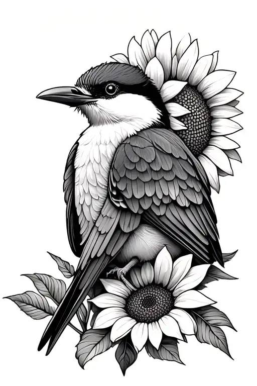 sunflower, kookaburra, mandela pattern tattoo design idea