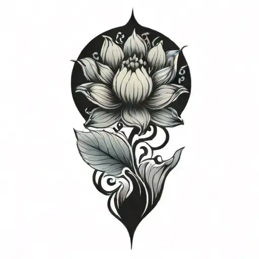 lotus blue gray tattoo design idea