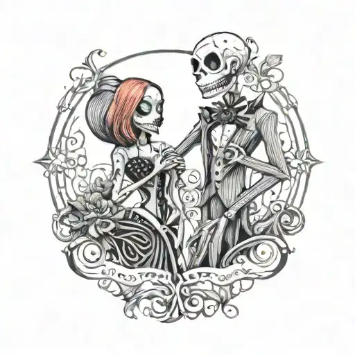 jack and sally couples tattoo tattoo design idea