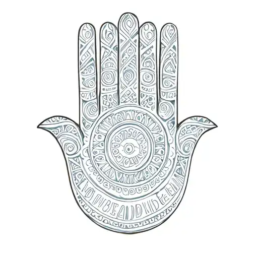 hamsa hand with the word "obsessed"  tattoo design idea