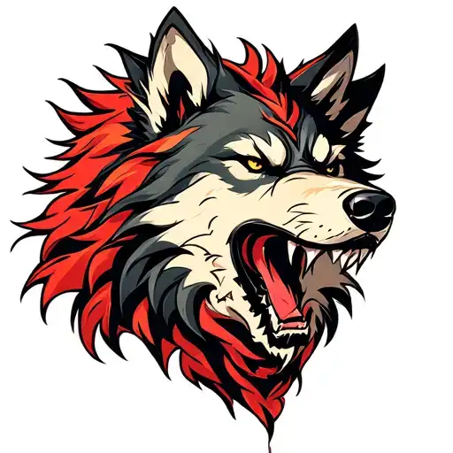 Evil wolf head tattoo design idea