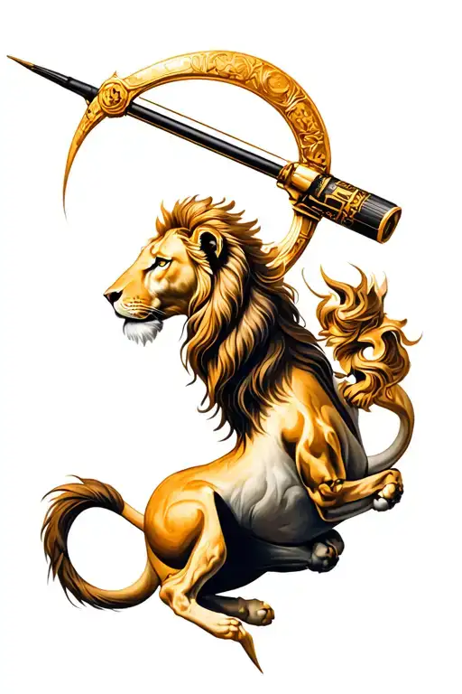 Sagittarius and leo zodiac sign tattoo design idea