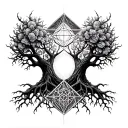 kabballistic tree of life metatrons cube merging tattoo design idea
