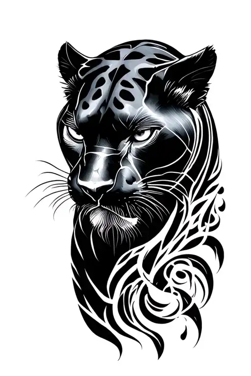 black panther emerging tattoo design idea