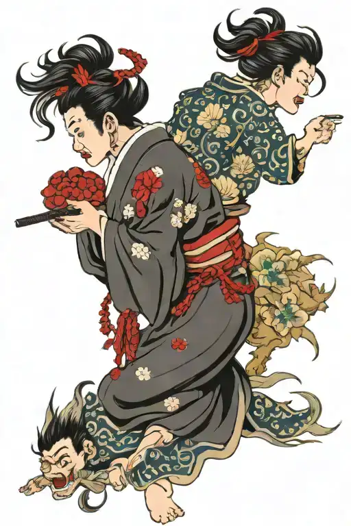 love and lust pride and anger tattoo design idea