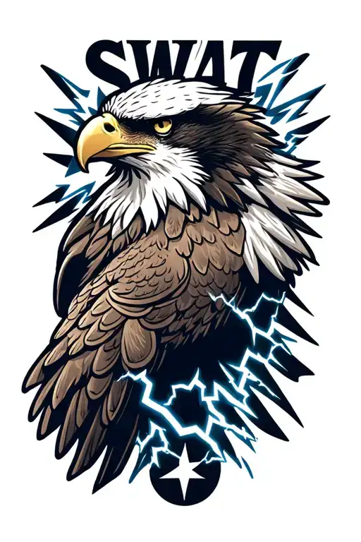 SWAT Eagle with lightning bolts tattoo design idea
