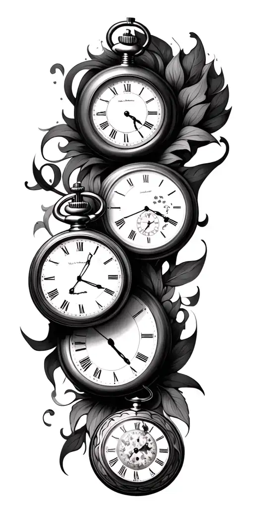 3 pocket watches for the birth of 3 childre tattoo design idea