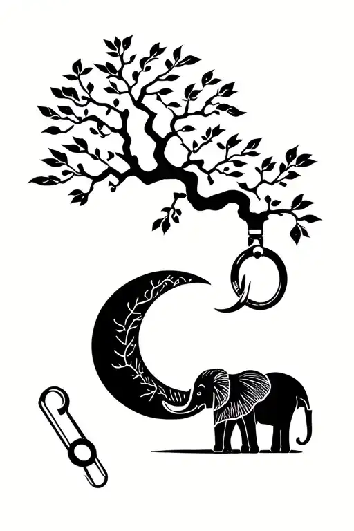 Semi colon with safety pin and elephant and also a poison tree tattoo design idea