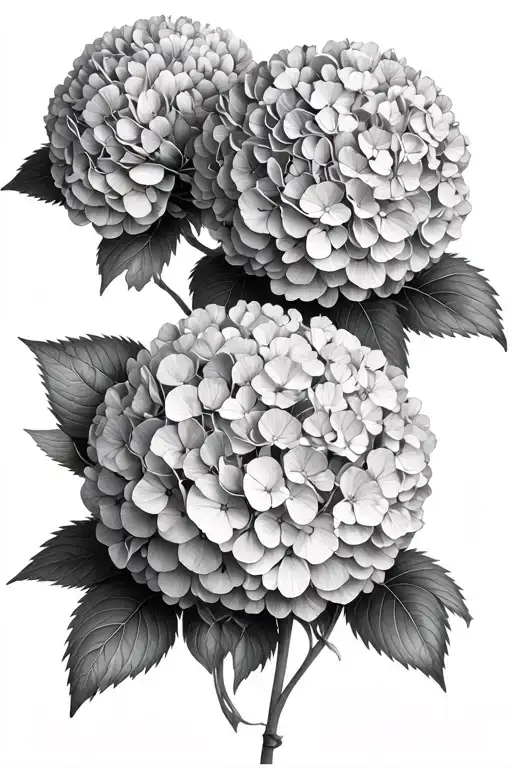 3 hydrangeas with Micah 7'8 over top the stems tied together tattoo design idea