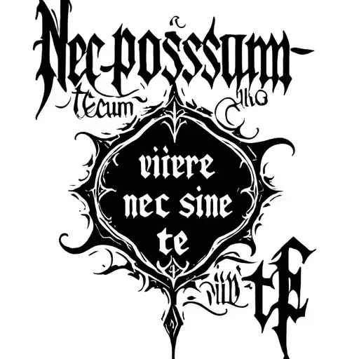I want a latin word in a gothic font like this: "𝔫𝔢𝔠 𝔭𝔬𝔰𝔰𝔲𝔪 𝔱𝔢𝔠𝔲𝔪 𝔳𝔦𝔳𝔢𝔯𝔢, 𝔫𝔢𝔠 𝔰𝔦𝔫𝔢 𝔱𝔢" is s tattoo design idea