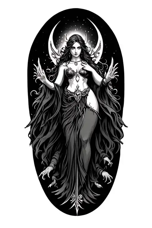 nemesis goddess of revenge tattoo design idea