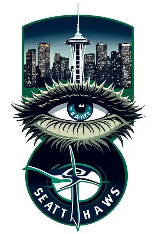 seattle seahawks logo seattle mariners logo as eyes seattle skyline tattoo design idea