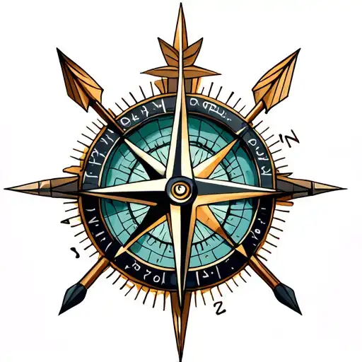 Compass and Arrows tattoo design idea