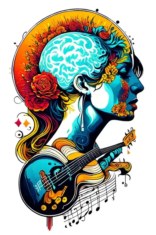 Mental health, music, psychology symbol tattoo design idea