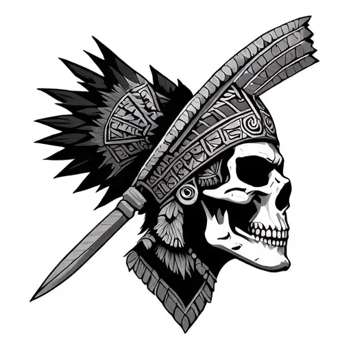 Aztec Warrior Skull prince tattoo design idea