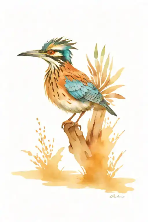 roadrunner, diamond back sun rays tattoo design idea