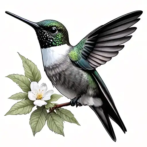 Ruby Throated Hummingbird tattoo design idea