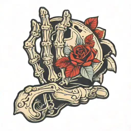 skeleton hand holding negative trait cards  tattoo design idea