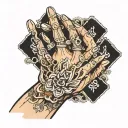 skeleton hand holding negative trait cards  tattoo design idea