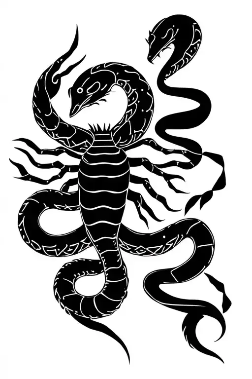 Year of the Snake and Zodiac Scorpio constellation tattoo design idea
