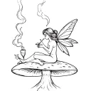 a fairy sitting on a mushroom smoking a joint tattoo design idea
