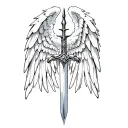 st michael sword one angel wing tattoo design idea