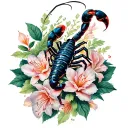 Scorpio and azalea flowers 8 ball tattoo design idea