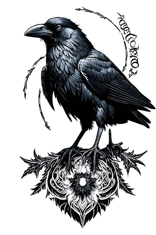 Northern mythology crow tattoo design idea